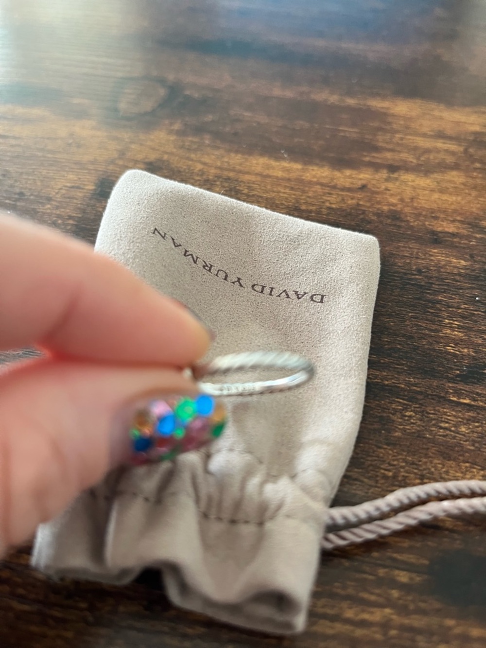 David Yurman Sterling Cable Petite Pavé Ring - Silver - Picture 3 of 4